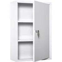 EStore Lukittava ensiapukaappi valkoista terästä, 3 lokeroa