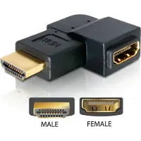 DeLOCK Adapter HDMI male > HDMI female 90° left, HDMI 1.3, HDMI 1.3, Musta (65077)