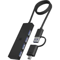 Raidsonic technology – IB-HUB1424-C3, USB 3.2 Gen 1 (3.1 Gen 1) Type-A + Type-C, USB 3.2 Gen 1 (3.1 Gen 1) Type-A, 5000 Mbit/s, Musta, Muovi, 0,6 m