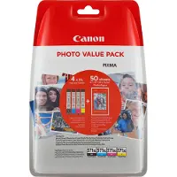 Canon Mustepatruunat + valokuvapaperipakkaus - - CLI-571XL Musta/syaani/magenta/keltainen - Riittoisa