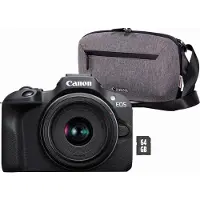 Canon EOS R100 + RF-S 18-45mm IS STM Travel Kit (Shoulder Bag + 64GB SD Card)