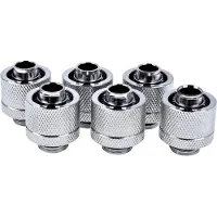 Alphacool 16/10mm Eiszapfen ruuviliitin, suora, G1/4, 6-pack, hopea