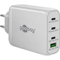 Goobay 100W GaN-moniporttinen pikalaturi - 3x USB-C, USB-A - valkoinen