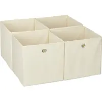 Relaxdays 4 kpl taittolaatikoita 30x30x30cm setti, beige/hopea väri