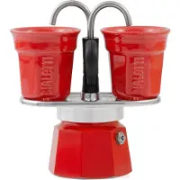 Bialetti Mini Express, Mokkapannu, 0,09 L, Punainen, Alumiini, 2 kuppia, 1 kpl