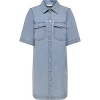 ONLY Onlbelle S/S Button Dress Dnm Gua Noos - Blue - XS