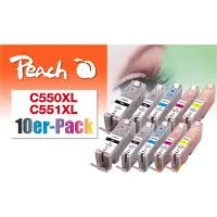 Peach 0F319979, Musta, Syaani, Magenta, Valokuva musta, Keltainen, Väriainepohjainen muste, Väripohjainen muste, 13 ml, 10 kpl, Monipakkaus (PI100-310)