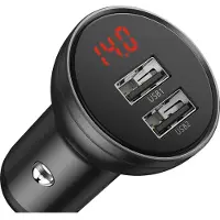 Baseus Digital Display autolaturi 4 8A x 2 USB - Harmaa