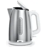 Braun WK 1500, 1,7 L, 2200 W, Ruostumaton teräs, Valkoinen, Veden tason ilmaisin, Ylikuumenemissuoja