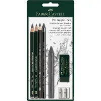 Faber-Castell Pitt Graphite set - Värikynä- ja lyijykynäsarja - grafiitti - 2B, 6B - 5 kpl