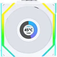 Lian Li UNI FAN SL Wireless LCD Reverse Flow PWM ARGB -tuuletin, nestelaakeri, 120 mm, valkoinen