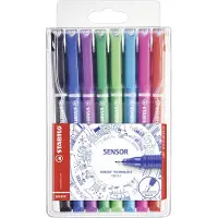 Stabilo SENSOR 189/8 set of 8 ass. colours fineliners with cushioned tip adapts to the writing pressure