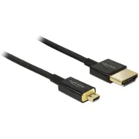 DeLOCK HDMI-A/HDMI Micro-D, 4.5 m, 4,5 m, HDMI-tyyppi A (vakio), HDMI-tyyppi D (mikro), 3840 x 2160 pikseliä, 3D, Musta (84785)