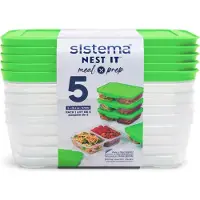 Sistema Kaksiosainen ruokarasia 5-pack 0,87L, Sistema