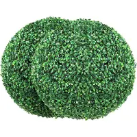 Vevor keinotekoiset puksipuut, 40 cm korkeat (2 kpl), pallonmuotoiset tekopuut, ympärivuotisesti vihreät koristepallot takapihalle, parvekkeelle, puutarhaan, häihin ja kodin sisustukseen