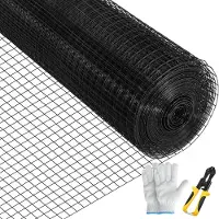 Vevor -aitaverkko, silmäkoko 24\" x 100\' ja 1\" x 1\", galvanoitua terästä, vinyylipinnoitettua 16-kaliiperista kanaverkkoa, mukana leikkauspihdit ja kangaskäsineet, puutarha-aitaan ja lemmikkien aita