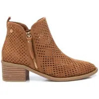 Xti for woman. 14396102-CAMEL Leather ankle boots 143961 brown (40), 5 to 8 cm, Zip, Casual