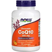 Now CoQ10 200 mg , Appelsiini - 90 imeskelytablettia