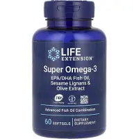 Life Extension Super Omega-3 EPA/DHA seesamilignaaneilla ja oliiviuutteella - 60 kapselia