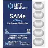 Life Extension SAMe S-Adenosiili-Metioniini, 400 mg - 30 enteropäällysteistä tablettia