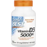 Doctors Best D3-vitamiini 5000 IU - 360 pehmytkapseliä