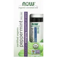 Now , Sertifioidut Luonnonmukautetut Peppermint Roll-On, 1/3 fl oz (10 ml)