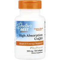 Doctors Best Lääkärien Parasta, Korkean Absorptiokyvyn CoQ10, 100 mg, 120 pehmeää kapselia
