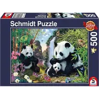 Schmidt 500 palapelin palapeli: Panda-perhe vesiputouksella