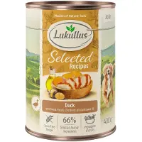 Lukullus 6x400g Selected Recipes herkullinen ankan sydän koiran märkäruoka