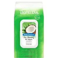 Tropiclean korvien puhdistuspyyhkeet lemmikeille, deodorantti, 50 kpl - korvien puhdistuspyyhkeet koirille ja kissoille