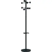 Unilux Standing Coat Compueil Metal 8 Hangers With Umbrella Stand And Drip Tray Rotating Head Musta