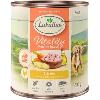 Lukullus 6x800g Vitality Ruoansulatus kana viljaton koiran märkäruoka