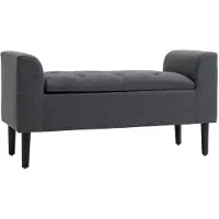Aosom Pehmeä penkki säilytyslaatikolla Homcom 116x44x58cm, tummanharmaa/musta