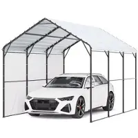 Vevor raskaaseen käyttöön tarkoitettu metallinen autokatos, 10' x 15' ulkokatos galvanoidulla teräsrungolla ja katolla, autoteltta autotallissa irrotettavilla sivuseinillä, monikäyttöinen autokatos pa