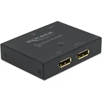 DeLOCK DisplayPort 2 - 1 Switch, kaksisuuntainen kytkin, 8K 30Hz, musta