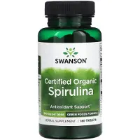Swanson Health Luomu Spirulina - 180 tablettia