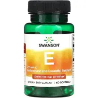 Swanson Health E-vitamiini, 400 IU - 60 pehmeää kapselia