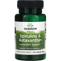 Swanson Health Spirulina ja astaksantiini, luomu - 120 kasviperäistä tablettia