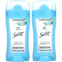 Secret Invisible Solid antiperspirantti ja deodorantti naisille, suihkuraikas tuoksu 2,6 oz (2 kpl pakkaus)
