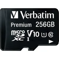 Verbatim 256GB MicroSDHC -muistikortti, UHS-1 C10, jopa 90/10 MB/s, SD-adapterilla