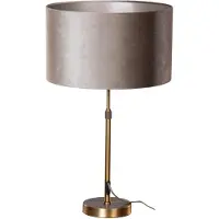 QAZQA Pöytävalaisin pronssi harmaanbeige samettivärinen varjostin 35cm - Parte