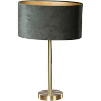 QAZQA Pöytävalaisin messinki, soikea samettivärinen vihreä varjostin 35 cm - Simplo