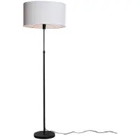 QAZQA Lattiavalaisin musta, soikea pellavavarjostin valkoinen 50 cm - Parte