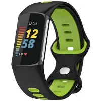 CaseOnline Twin Sport Rannekoru Armband Fitbit Charge 5 - Musta/lime