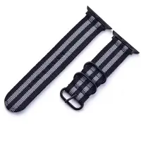 SKALO Nato-ranneke Nylon Apple Watch Series 1-3 42mm - Musta-Harmaa