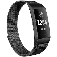 SKALO Milanese Loop to Fitbit Charge 3/4 - Musta