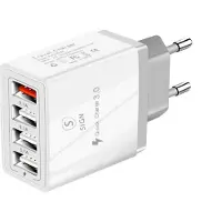 Sign Pikalaturilla 4xUSB-A, PD & Q.C 3.0, 33W - Valkoinen (SN-A4P)