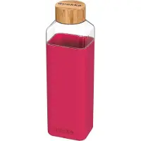 Pricenet Quokka Storm - Pyöreä lasipullo silikonikuorella 700ml (Maroon)