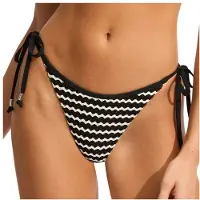 Seafolly Mesh Effect Tie Side Rio Pant - Black - 42