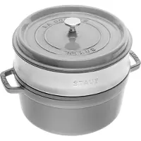 Staub roasting pan - cocotte 26cm, 5,2L, grey with steam tray
